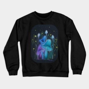 Fireflies and Psychadelic Mushrooms Glowing in the Dark Crewneck Sweatshirt